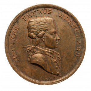 Polska, medal upamiętniający pierwszy lot I.P. Blancharda nad Warszawą, 1788, RZADKI