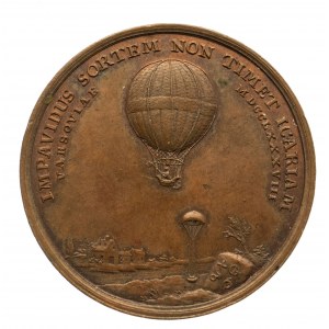 Polska, medal upamiętniający pierwszy lot I.P. Blancharda nad Warszawą, 1788, RZADKI
