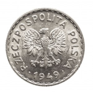 Polska, PRL 1944-1989, 1 złoty 1949 aluminium, Warszawa