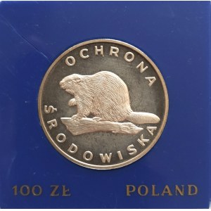Polska, PRL 1944-1989, 100 złotych 1978, Ochrona środowiska - Bóbr, srebro, Warszawa