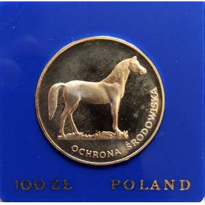 Polska, PRL 1944-1989, 100 złotych 1981, Ochrona środowiska - Koń, srebro, Warszawa
