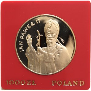 Polska, PRL 1944-1989, 1000 złotych 1982, Jan Paweł II, próba, srebro, Warszawa
