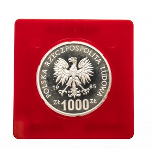 Polska, PRL 1944-1989, 1000 złotych 1985, 40 lat ONZ, próba, srebro, Warszawa