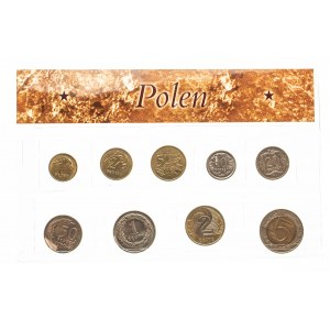 Polska, Rzeczpospolita od 1989 roku, zestaw monet obiegowych, w tym 2 złote 1994.