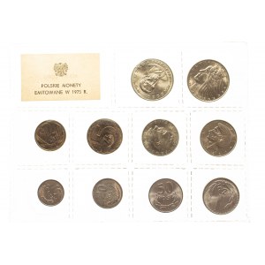 Polska, PRL 1944-1989, oficjalny zestaw monet obiegowych 1975, blister