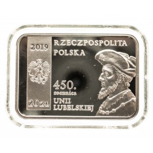 Polska, Rzeczpospolita od 1989, 20 złotych 2019, 450. rocznica Unii Lubelskiej.