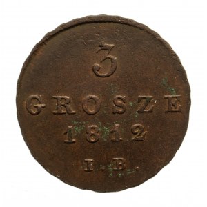 Księstwo Warszawskie 1807-1815, 3 grosze 1812 I.B., Warszawa