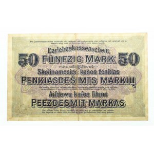 Polska, Banknoty niemieckich władz okupacyjnych (1915–1918) - Darlehnskasse Ost, Kowno, 50 marek 04.04.1918, seria B.