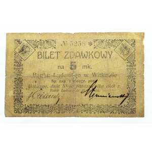 Wielkopolska, Witkowo - Bank Ludowy, 5 marek 10.10.1919