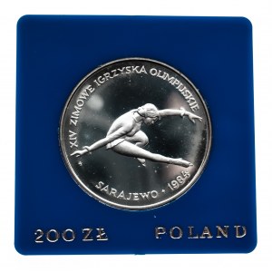 Polska, PRL 1944-1989, 200 złotych 1984, Sarajewo 1984, srebro.