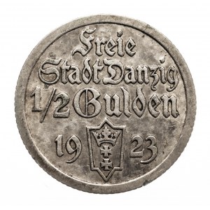 Wolne Miasto Gdańsk, 1/2 guldena 1923, srebro