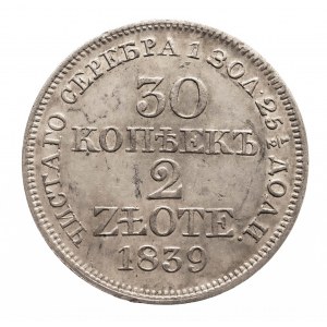 Polska, Zabór rosyjski, Mikołaj I 1826-1855, 2 złote / 30 kopiejek 1839 MW, Warszawa