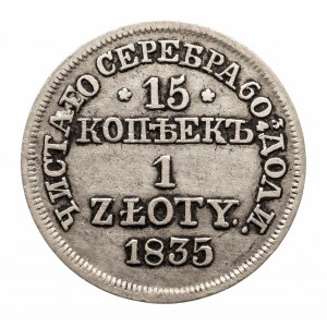 Zabór rosyjski, Mikołaj I 1826-1855, 1 złoty / 15 kopiejek 1835 MW, Warszawa