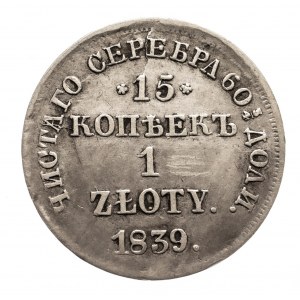 Zabór Rosyjski, Mikołaj I 1825-1855, 15 kopiejek/1 złoty 1839, Petersburg