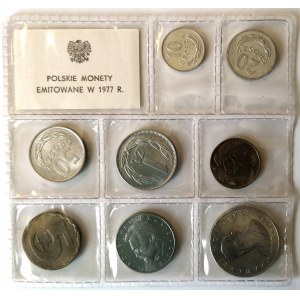 Polska, PRL 1944-1989, oficjalny zestaw monet obiegowych 1977, blister