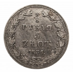 Zabór Rosyjski, Mikołaj I 1825-1855, 3/4 rubla / 5 złotych 1836 MW, Warszawa