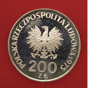 Polska, PRL 1944-1989, 200 złotych 1975, XXX-ta Rocznica Zwycięstwa Nad Faszyzmem, próba