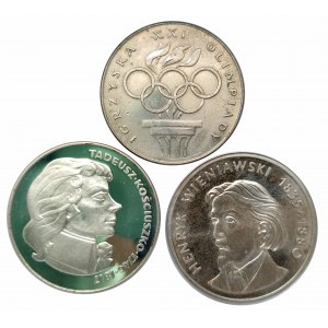 Polska, PRL 1944-1989, zestaw monet kolekcjonerskicj 1976, 1979 - 3 sztuki, srebro