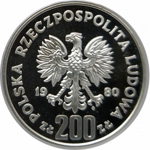 Polska, PRL 1944-1989, 200 złotych 1980, XIII Zimowe Igrzyska Olimpijskie Like Placid 1980 - bez znicza