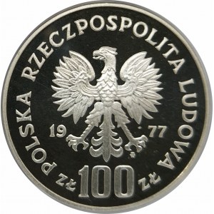 Polska, PRL 1944-1989, 100 złotych 1977, Ochrona Przyrody - Żubr (2)