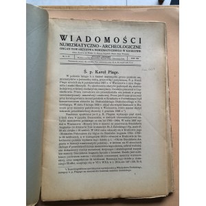 Wiadomości Numizmatyczno-Archeologiczne rok 1926, Kraków.
