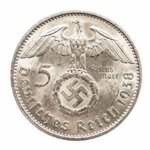 Niemcy, Trzecia Rzesza 1933 - 1945, 5 marek 1938 A, Hindenburg.