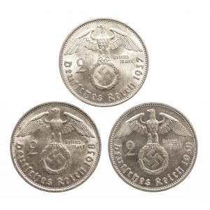 Niemcy, Trzecia Rzesza 1933 - 1945, zestaw trzy x 2 marki, Hindenburg.
