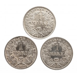 Niemcy, Cesarstwo Niemieckie 1871 - 1918, zestaw trzy x 1 marka.