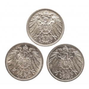 Niemcy, Cesarstwo Niemieckie 1871 - 1918, zestaw trzy x 1 marka.