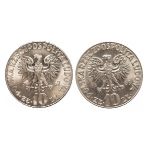 Polska, PRL 1944-1989, zestaw 10 złotych Kopernik 1967 i 1969