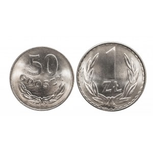Polska, PRL 1944-1989, zestaw: 50 groszy i 1 złoty 1976, bez znaku mennicy
