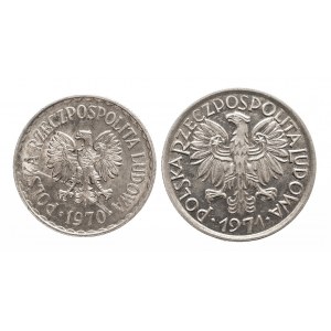 Polska, PRL 1944-1989, zestaw: 1 złoty 1970, 2 złote 1971