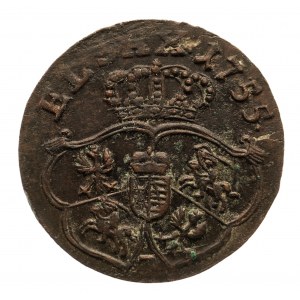 Polska, August III Sas 1733-1763, grosz (3 szelągi) 1755, Gubin lub Grünthal