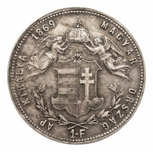Węgry, Franciszek Józef I 1848 - 1916, 1 forint 1869 GYF.