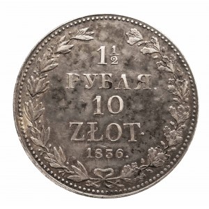 Zabór Rosyjski, Mikołaj I 1825-1855, 1 1/2 rubla - 10 złotych 1836 MW, Warszawa