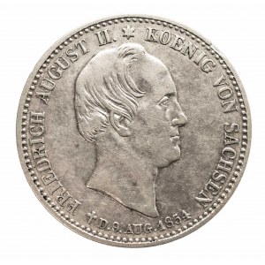 Niemcy, Saksonia, Fryderyk August II 1836 - 1854, 1/3 talara 1854, moneta z okazji śmierci, Drezno.