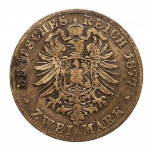 Niemcy, Cesarstwo Niemieckie 1871-1918, Hesja, Ludwig III 1848 - 1877, 2 marki 1877 H, Darmstadt.