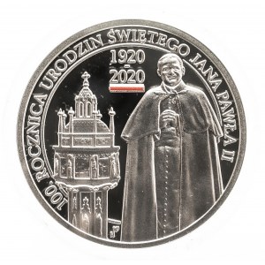 Polska, Rzeczpospolita od 1989, 10 złotych 2020, 100. rocznica urodzin Świętego Jana Pawła II