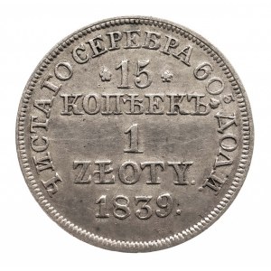 Zabór rosyjski, Mikołaj I 1825-1855, 1 złoty 1839 MW, Warszawa.