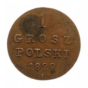 Królestwo Polskie, Mikołaj I 1825-1855, 1 grosz polski 1829 F.H. Warszawa, odmiana z mniejszymi literami