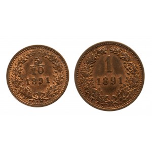 Austria, Franciszek Józef I 1848 - 1916, zestaw 2 monet 1891.