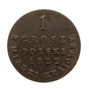 Królestwo Polskie, Aleksander I 1801-1825, 1 grosz polski 1822 I.B. z miedzi krajowej, Warszawa