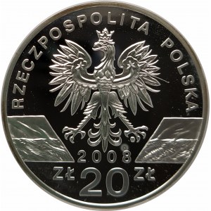 Polska, Rzeczpospolita od 1989 roku, 20 złotych 2008 Sokół wędrowny