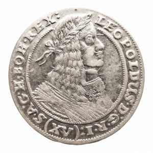 Śląsk, Śląsk pod panowaniem habsburskim - Leopold I (1658-1705), 15 krajcarów 1662 GH, Wrocław - LEOPOLDUS.D:G.R.I: