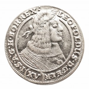 Śląsk, Śląsk pod panowaniem habsburskim - Leopold I (1658-1705), 15 krajcarów 1662 GH, Wrocław - LEOPOLDUS.D:G.EL.R.