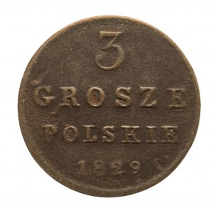 Królestwo Polskie, Mikołaj I 1825-1855, 3 grosze polskie 1829 F.H., Warszawa