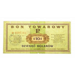 Polska, Bony towarowe - Bank Polska Kasa Opieki S.A., 10 dolarów 1.10.1969