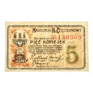 Częstochowa - Magistrat Miasta Częstochowy, bon na 5 kopiejek 1916