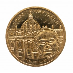Liberia, 10 dolarów 2003, Jan Paweł II, złoto.
