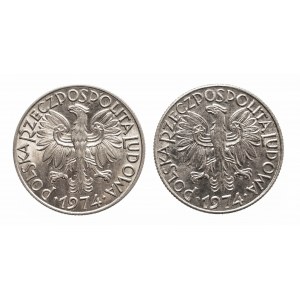 Polska, PRL 1944-1989, zestaw 2 monet 5 złotych 1974.